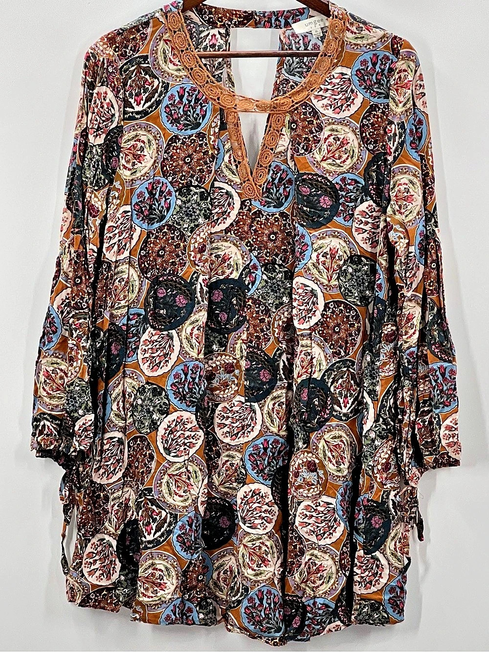 476 Umgee Printed Tunic Paisley Tunic in Multicolor XL Like New